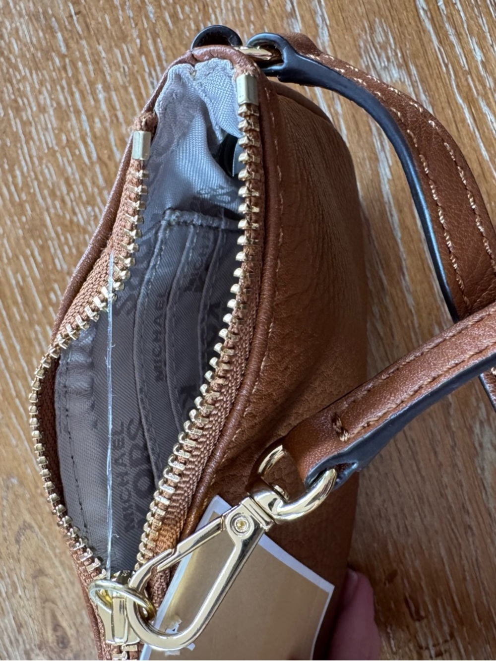 Michael Kors Cognac Pebbled Leather Wristlet - New with Tags - Picture 4 of 5